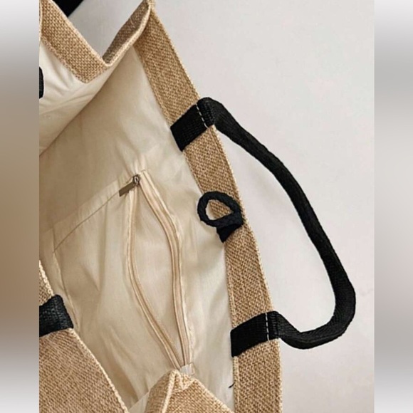 Khaki Linen beach bag - Picture 5 of 8
